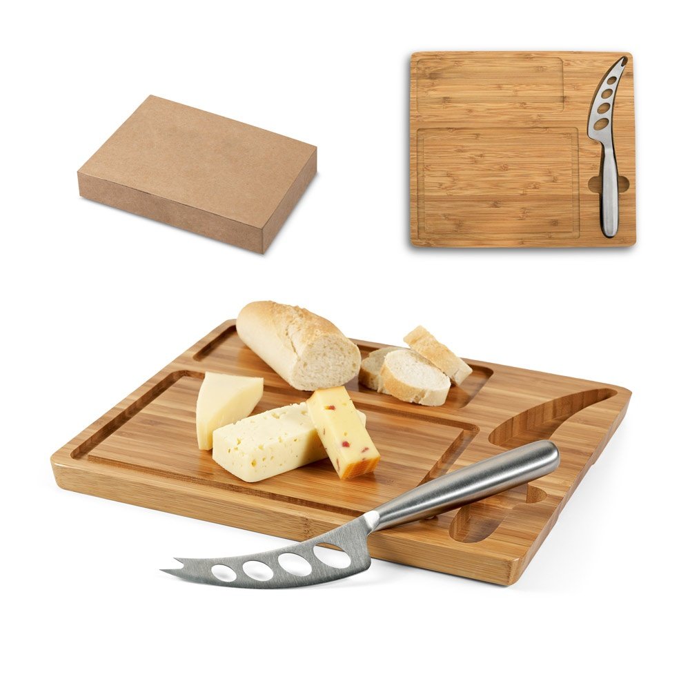 MALVIA. Tagliere per formaggi in bamb&ugrave; con coltello - 93975