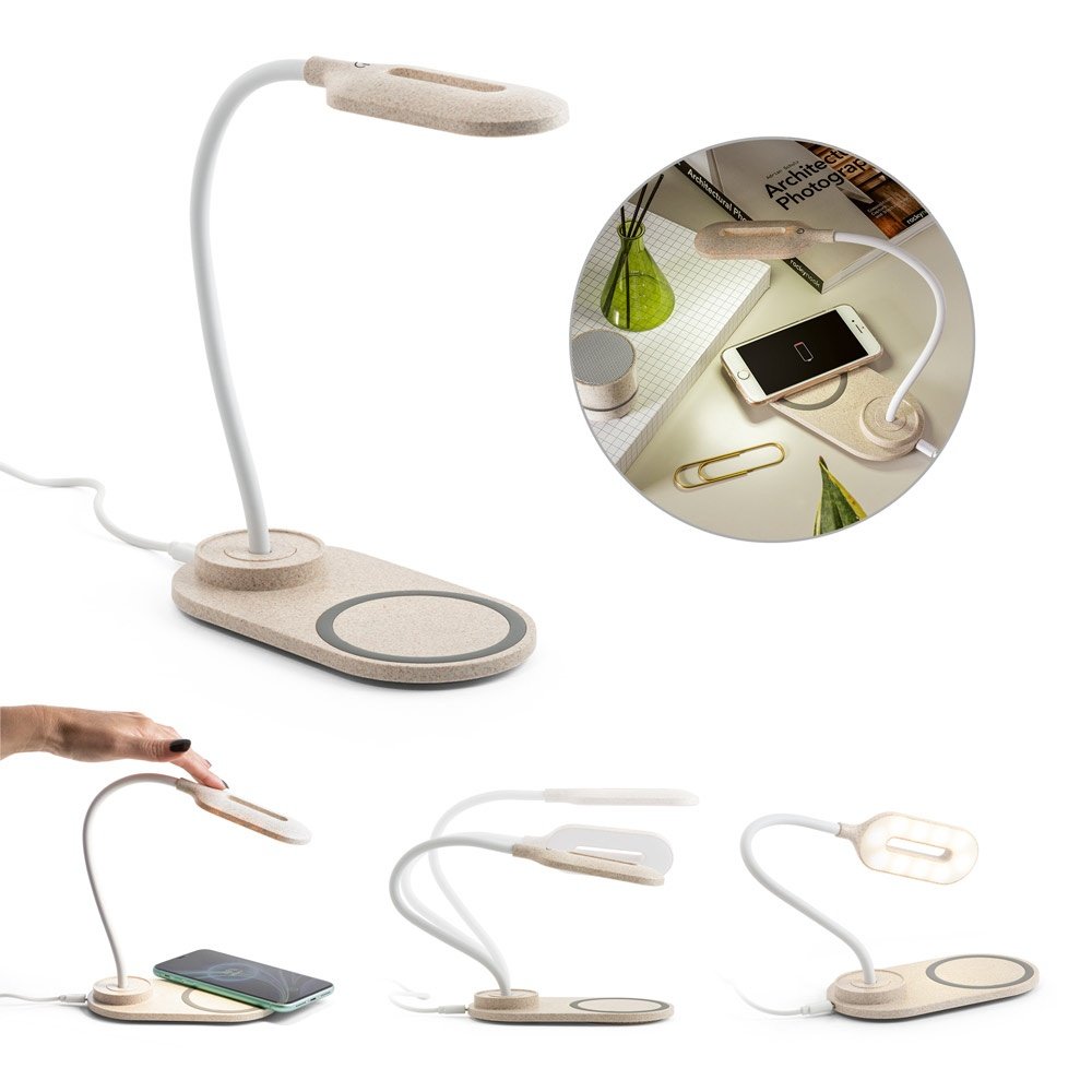 OZZEL. Lampada da tavolo con caricatore wireless integrato (Fast, 15W) - 98517