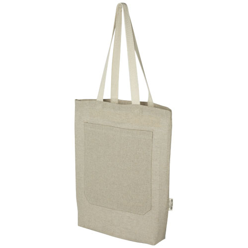 Tote bag in cotone riciclato da 150 g/m&sup2; con tasca frontale Pheebs - 9L - 120643